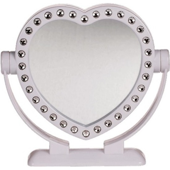 Staande make up spiegel in hartvorm 20 cm